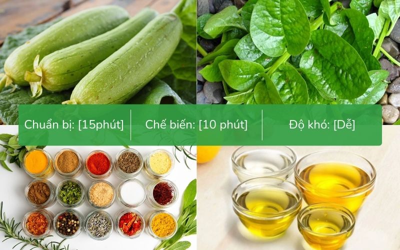 Nguyên liệu chuẩn bị món canh mướp mồng tơi