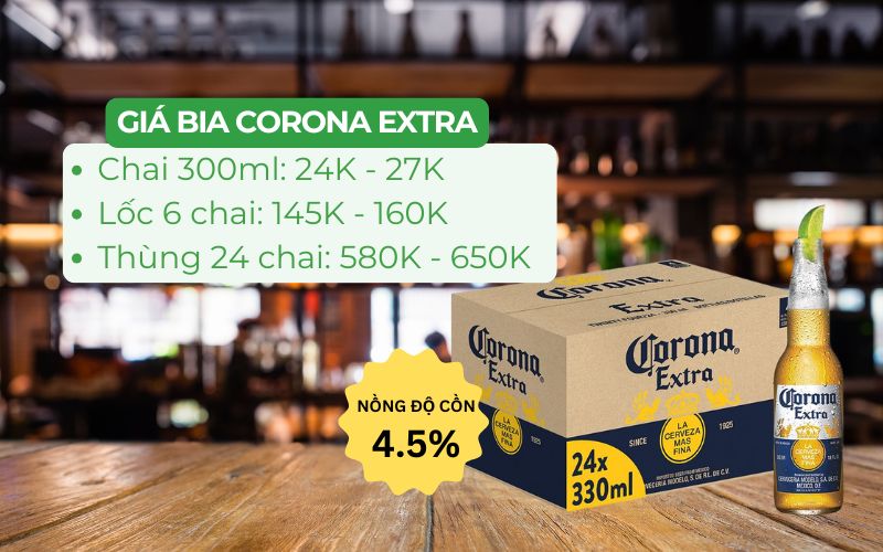 Thưởng thức hương vị bia Corona sảng khoái, nhẹ nhàng, giá chỉ từ 24.000 đồng/chai