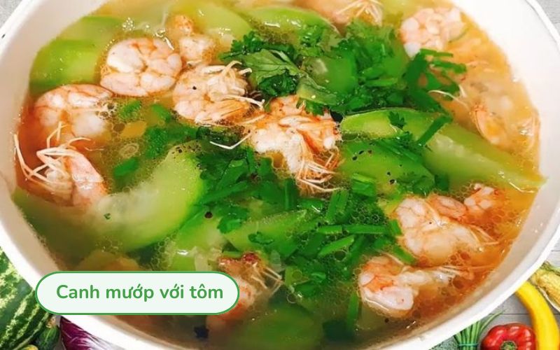 Món canh mướp với tôm thanh ngọt, thơm ngon