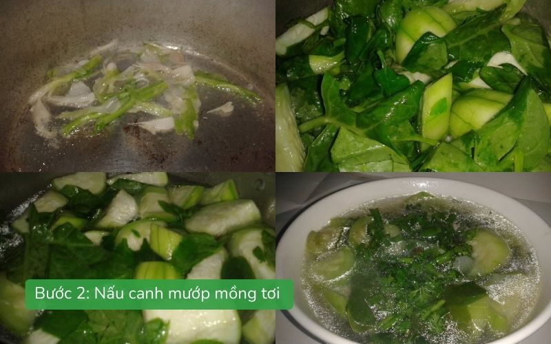Nấu canh mướp mồng tơi