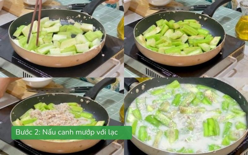 Nấu canh mướp với lạc